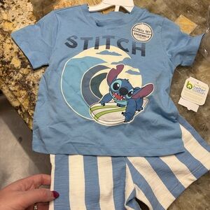 Disney Stitch Short  Tee set t-shirt 2 NWT